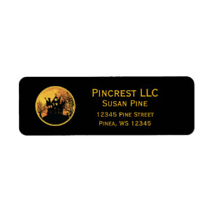 Halloween Night Trick or Treat Full Moon House Return Address Label