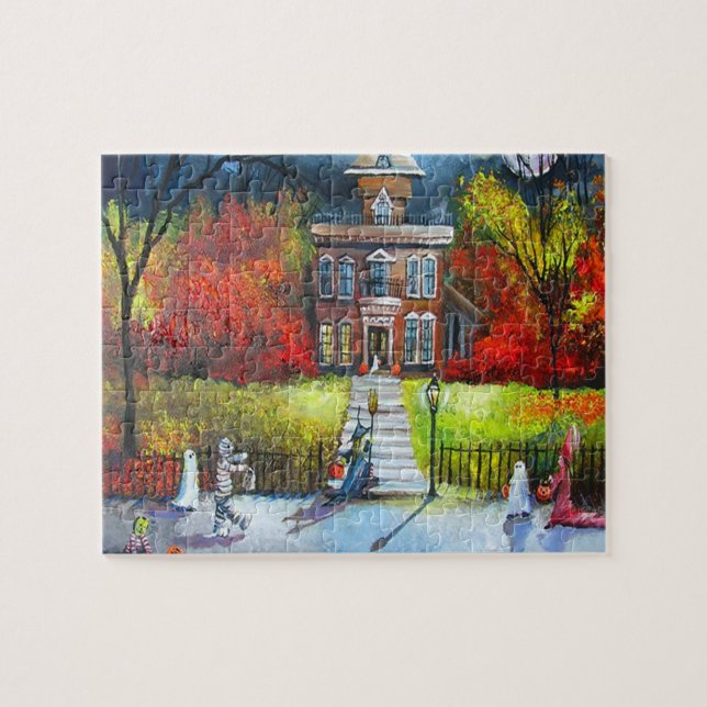 Halloween Night Trick or Treat Parade Fun Jigsaw Puzzle (Horizontal)