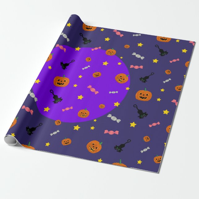Halloween Night. Trick or Treat Wrapping Paper (Unrolled)