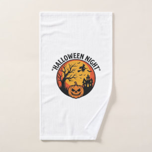 Halloween Night Vintage Engraving Spooky Scene T-S Hand Towel