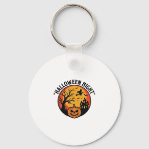 Halloween Night Vintage Engraving Spooky Scene T-S Key Ring
