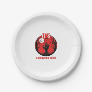 Halloween Night Vintage Engraving Vector Design_1 Paper Plate