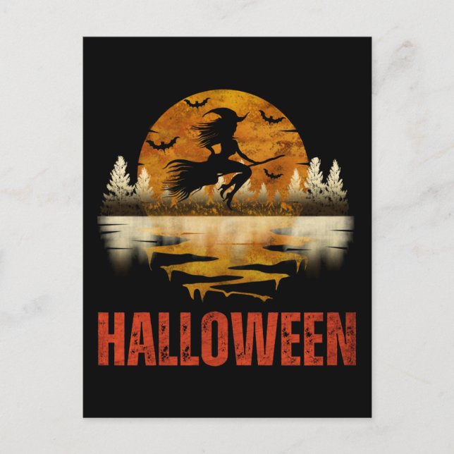 HALLOWEEN NIGHT WITCH POSTCARD (Front)