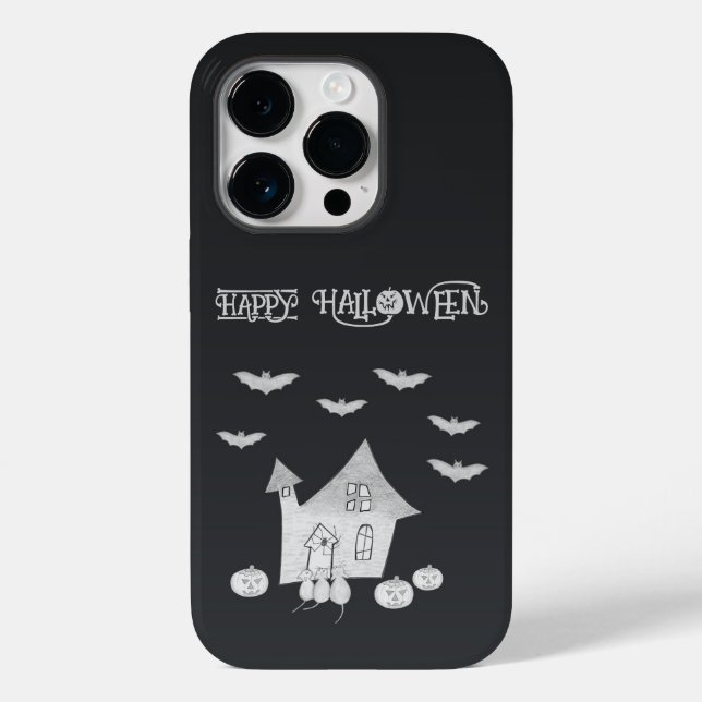 Halloween night with Haunted House, Bats, Pumpkins Case-Mate iPhone Case (Back)