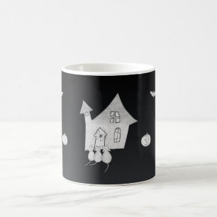 Halloween night with Haunted House, Bats, Pumpkins Coffee Mug