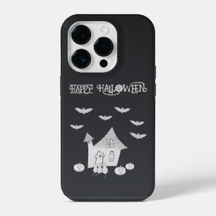 Halloween night with Haunted House, Bats, Pumpkins iPhone 14 Pro Case
