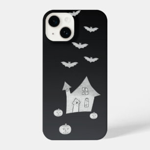 Halloween night with Haunted House, Bats, Pumpkins iPhone 14 Case