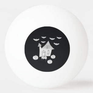 Halloween night with Haunted House, Bats, Pumpkins Ping Pong Ball