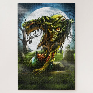 Halloween Night Zombie Rising Full Moon Graveyard Jigsaw Puzzle