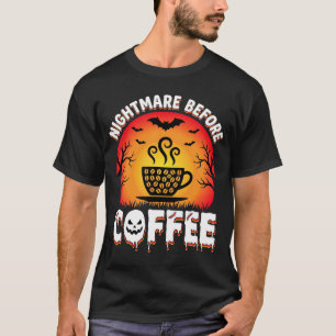 Halloween Nightmare Before Coffee Bat Sunset Graph T-Shirt