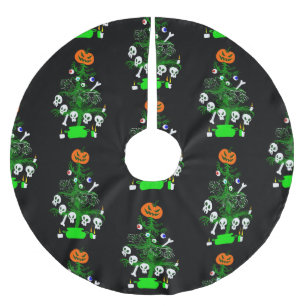 halloween nightmare christmas tree pumpkin brushed polyester tree skirt