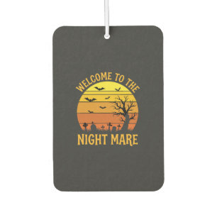 Halloween Nightmare Graveyard Sunset Retro Vector Car Air Freshener