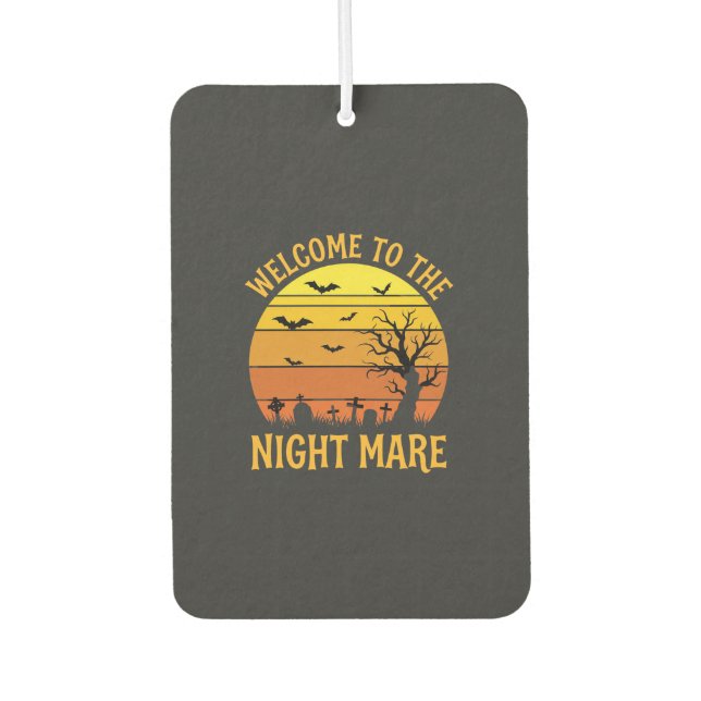Halloween Nightmare Graveyard Sunset Retro Vector Car Air Freshener (Front)