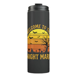 Halloween Nightmare Graveyard Sunset Retro Vector Thermal Tumbler