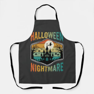 Halloween Nightmare Haunted Castle Retro Vector Apron