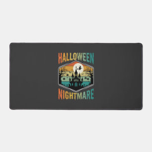 Halloween Nightmare Haunted Castle Retro Vector Desk Mat