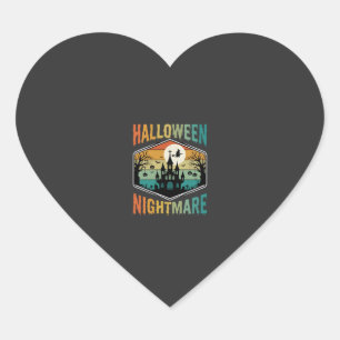 Halloween Nightmare Haunted Castle Retro Vector Heart Sticker