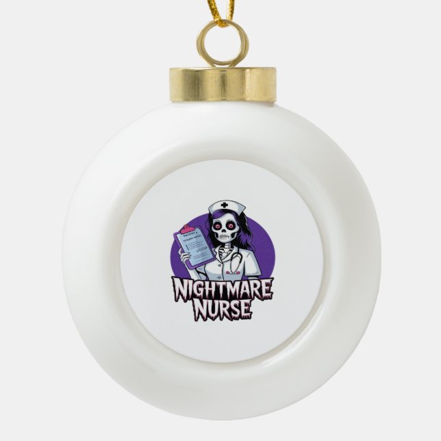Halloween Nightmare Nurse Classic T-Shirt Ceramic Ball Christmas Ornament (Front)