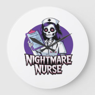 Halloween Nightmare Nurse Classic T-Shirt Large Clock