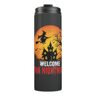 Halloween Nightmare Witch Haunted House Design Thermal Tumbler