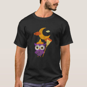 Halloween Nights Cute Owl Witch Hat Kawaii Design T-Shirt