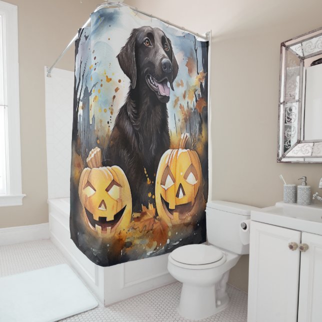 Halloween Nova Scotia With Pumpkins Scary  Shower Curtain (In Situ)