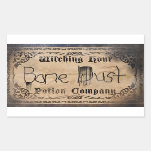Halloween Novelty Bone Dust Antique Rectangular Sticker