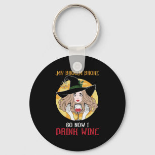 Halloween Now I Drink Wine Birthday Key Ring