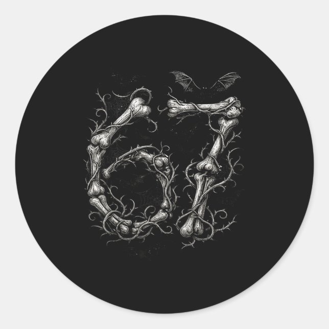 Halloween Number 6 7 Bones Skeleton Costume  Classic Round Sticker (Front)