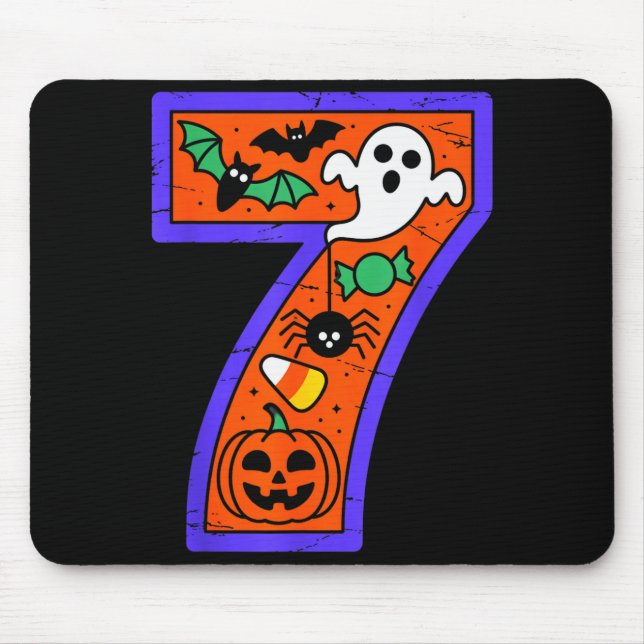 Halloween Number 7 Birthday Pumpkin Ghost Sder Can Mouse Pad (Front)