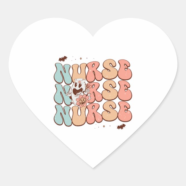 Halloween Nurse  5 Heart Sticker (Front)
