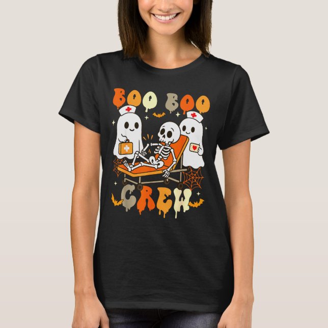 Halloween Nurse Boo Boo Crew Ghost Doctor Paramedi T-Shirt (Front)