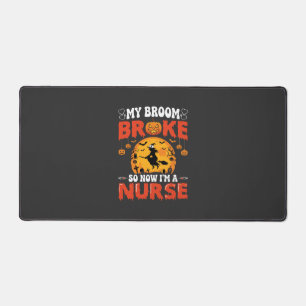 Halloween Nurse Broken Broom Witch Graphic Desk Mat