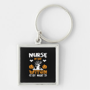 Halloween Nurse By Day Witch By Night Birthday Key Ring