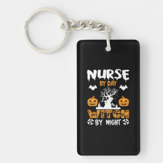 Halloween Nurse By Day Witch By Night Birthday Key Ring