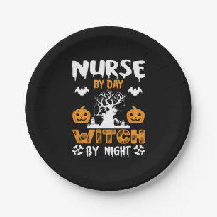 Halloween Nurse By Day Witch By Night Birthday Paper Plate