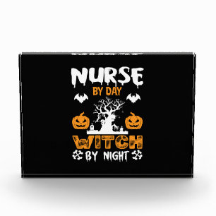Halloween Nurse By Day Witch By Night Birthday Photo Block