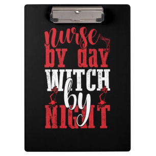 Halloween Nurse By Day Witch By Night Clipboard