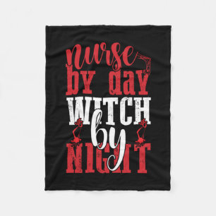 Halloween Nurse By Day Witch By Night Fleece Blanket