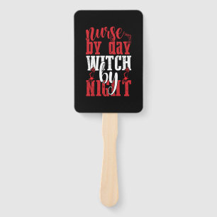 Halloween Nurse By Day Witch By Night Hand Fan