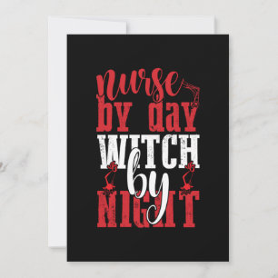 Halloween Nurse By Day Witch By Night Invitation