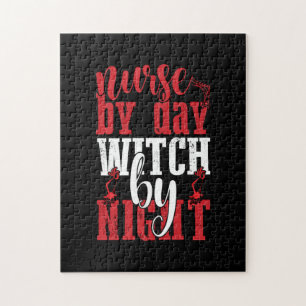Halloween Nurse By Day Witch By Night Jigsaw Puzzle