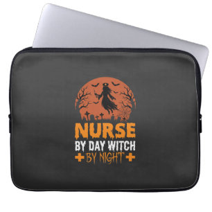 Halloween Nurse by Day Witch by Night Laptop Sleeve