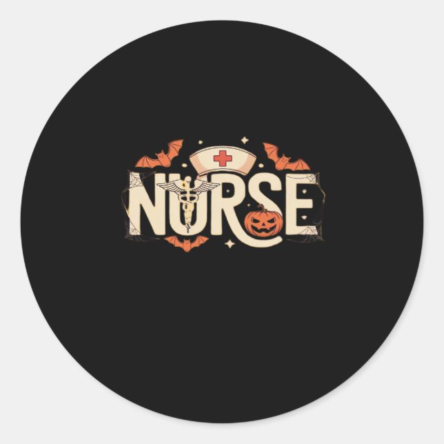Halloween nurse Classic T-Shirt Classic Round Sticker (Front)