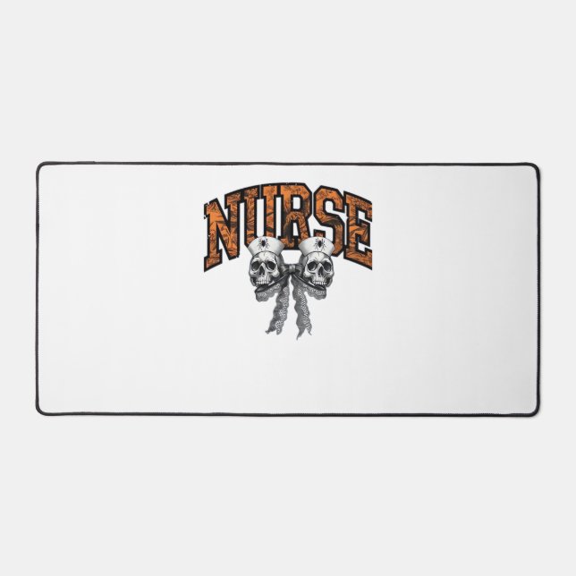 Halloween Nurse Coquette Bow Classic T-Shirt Desk Mat (Front)