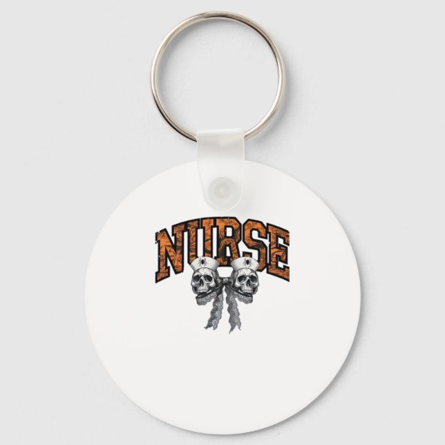 Halloween Nurse Coquette Bow Classic T-Shirt Key Ring (Front)