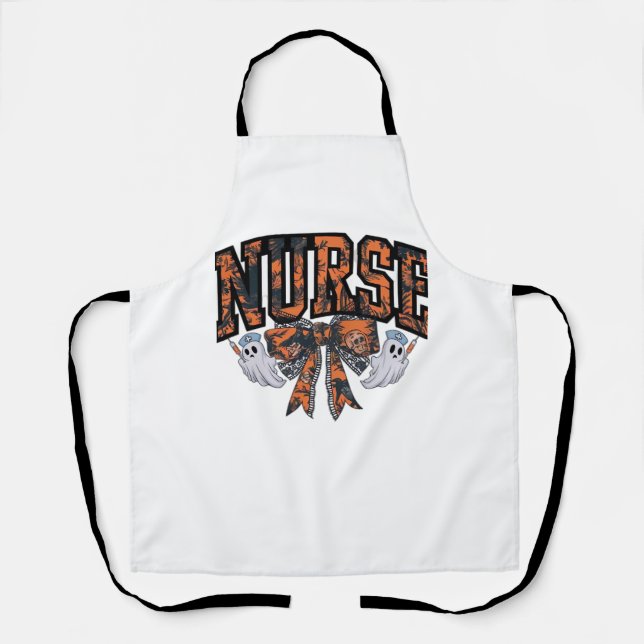 Halloween Nurse Coquette Bow Fall Classic T-Shirt Apron (Front)