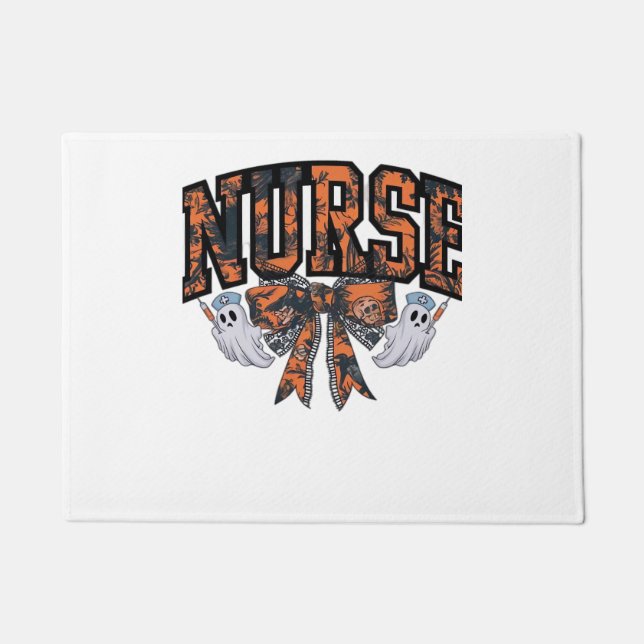 Halloween Nurse Coquette Bow Fall Classic T-Shirt Doormat (Front)