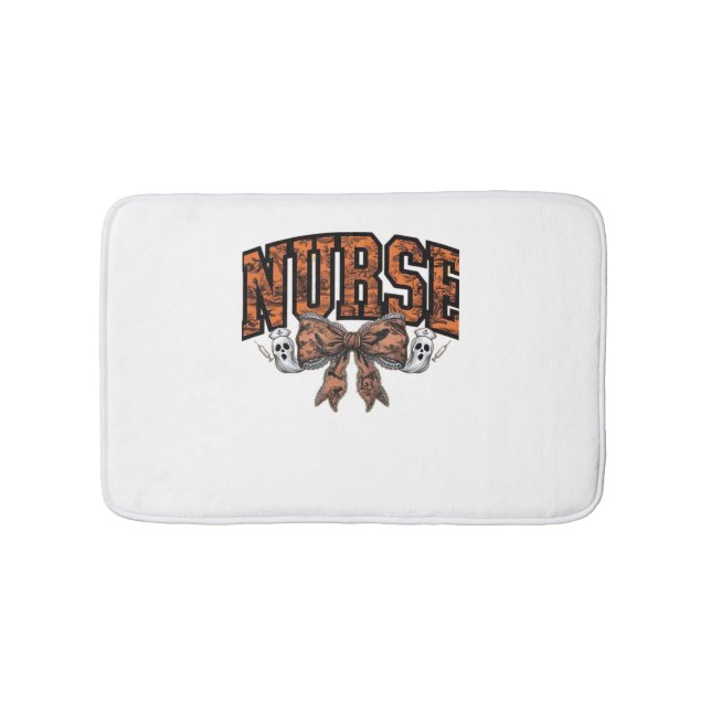 Halloween Nurse Coquette Bow Spooky Classic T-Shir Bath Mat (Front)