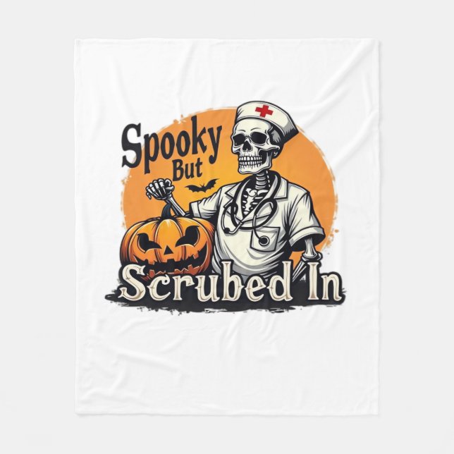 Halloween Nurse Design Oversized T-Shirt Fleece Blanket (Front)